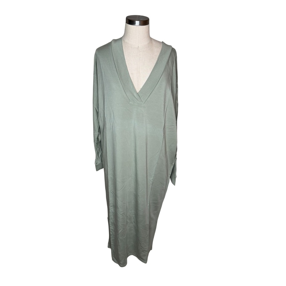 HATCH The Visitor Dress Fatigue Green V-Neck Oversized Maxi Women's One Size NWT